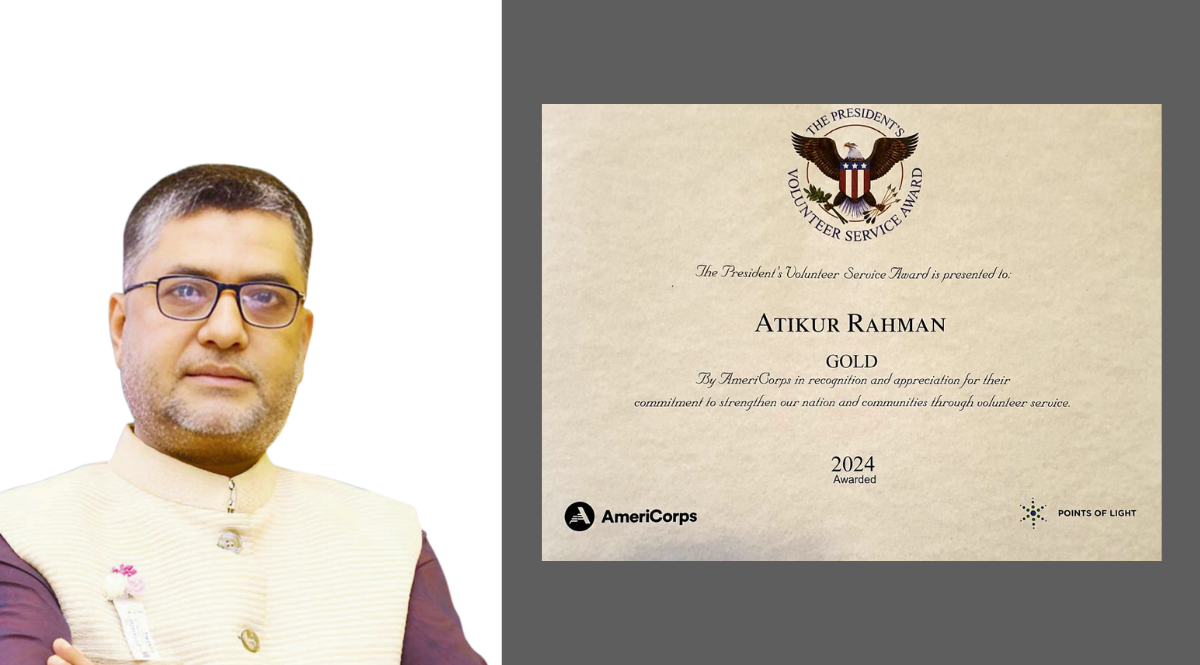 যুক্তরাষ্ট্রের প্রেসিডেন্টস ভলান্টিয়ার সার্ভিস অ্যাওয়ার্ড ২০২৪’-এ ভূষিত হন আতিকুর রহমান